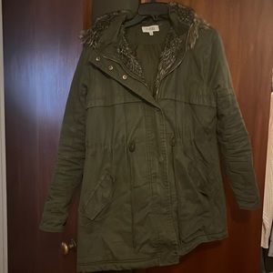 Green cozy winter coat